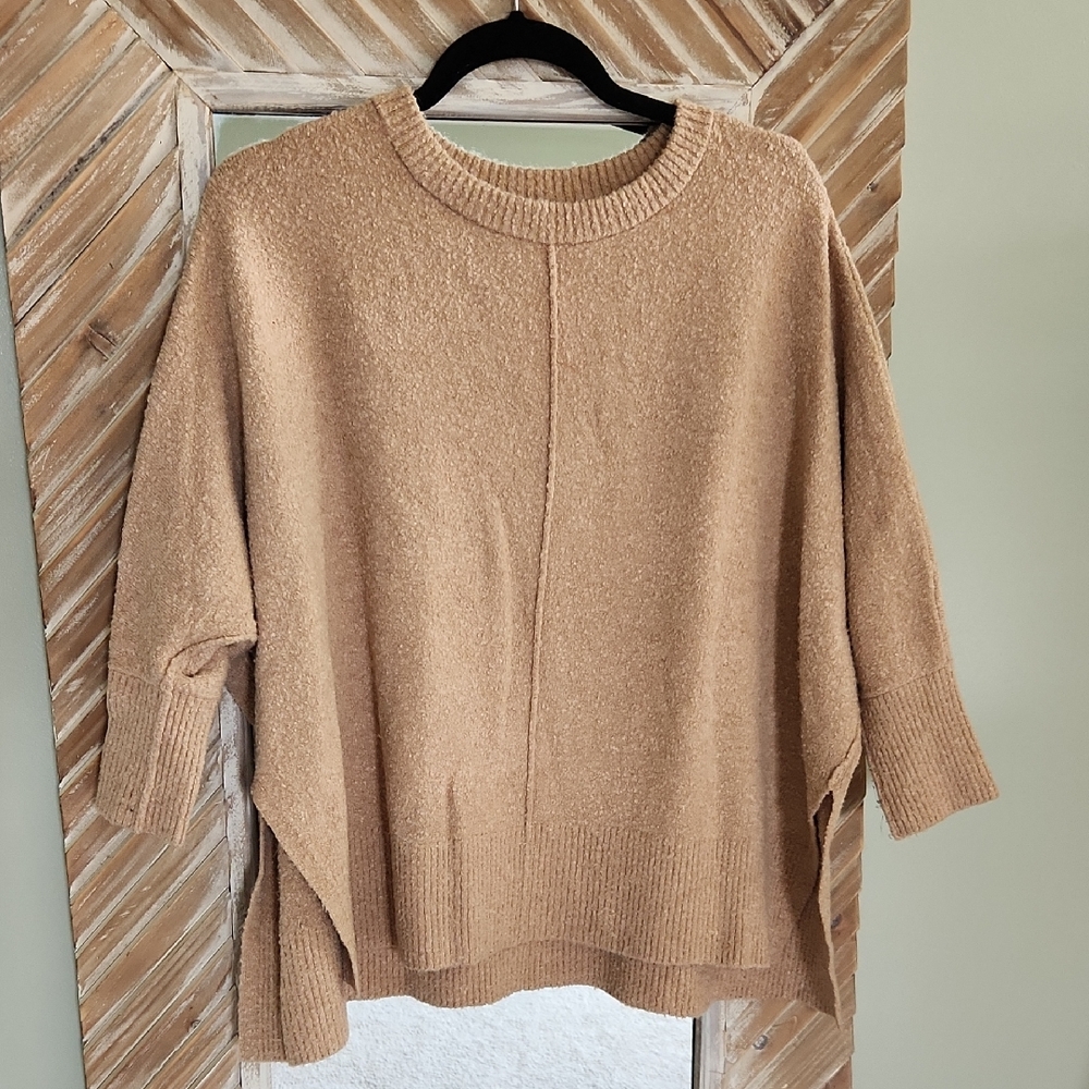 LOFT Cozy Tan Crew Neck Sweater